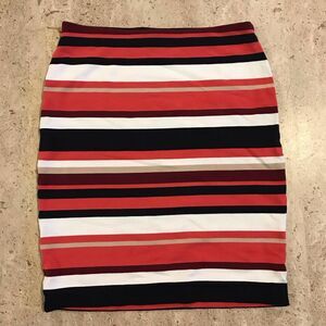 Ann Taylor Red and Black Striped Mini Skirt